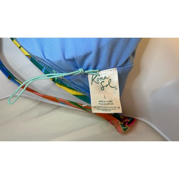 Kona Sol Bikini Swim Top - Tropical/Multi - NWOT - Size L - Picture 7 of 7